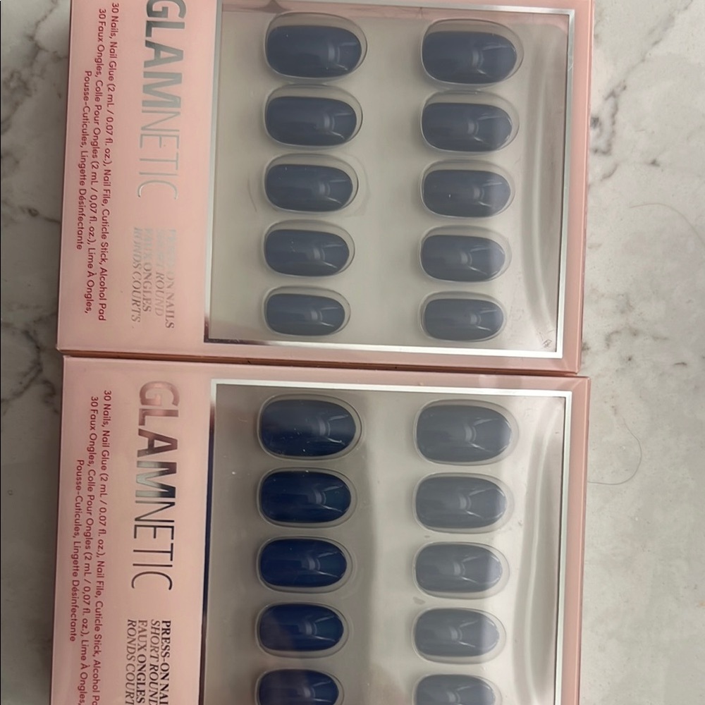 Regal Blue Press-On Nails for Effortless Style. Two pack